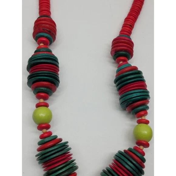 5 Vtg Wood & Seashell Tropical Fashion Beaded Necklace lot Handmade Layered Boho - Picture 7 of 15